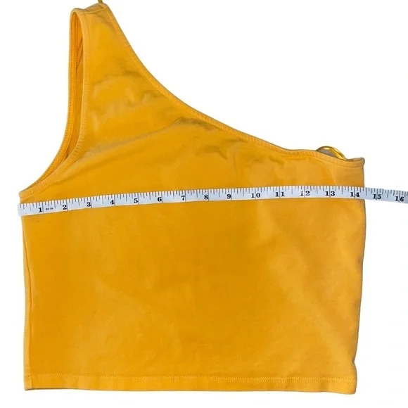 GB (Juniors) Knit One Shoulder Cropped Tank Top Yellow Seasonal Size M - Picture 4 of 6